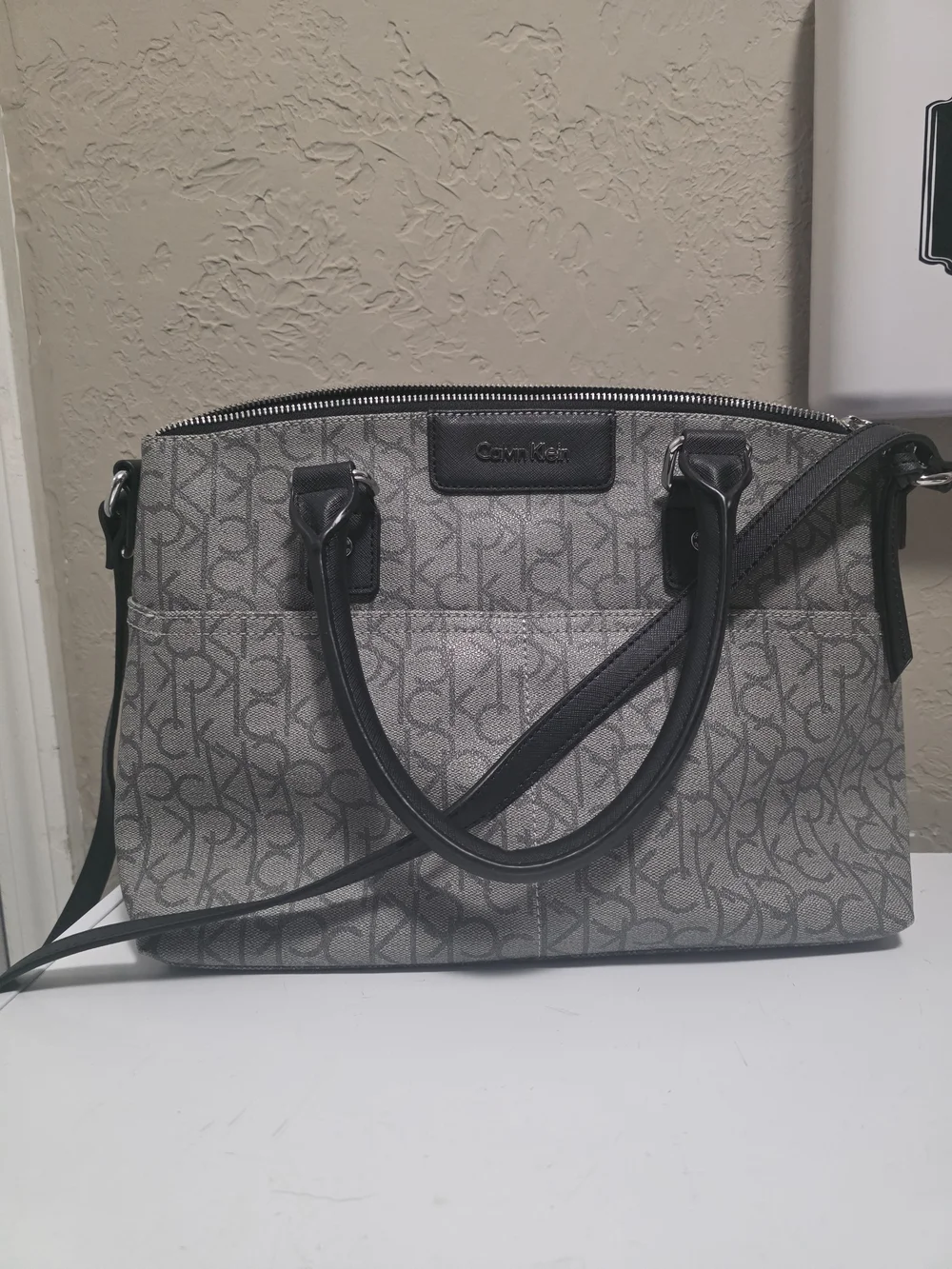 Calvin Klein Gray Monogram Tote Satchel